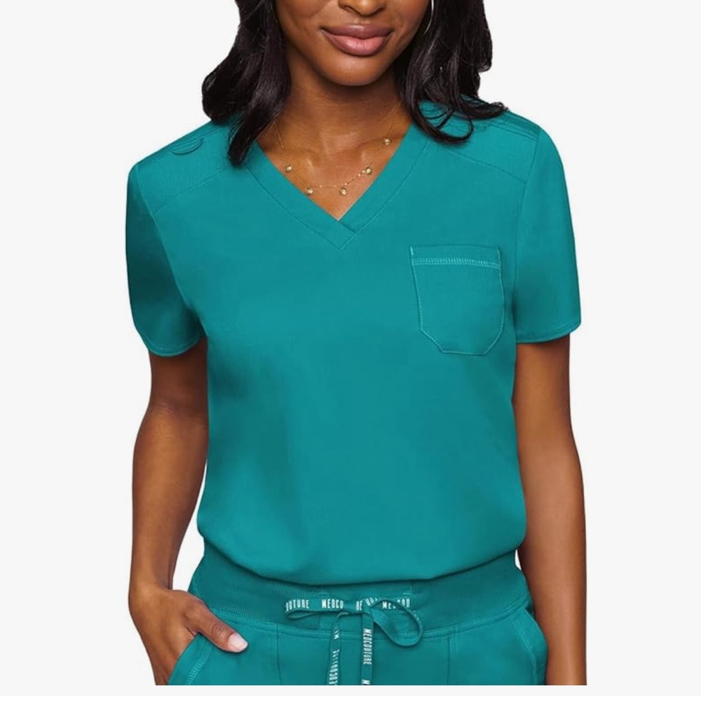 Med Couture Women’s V-Neck Scrub Top & Jogger Scrub Pants - Sea mist